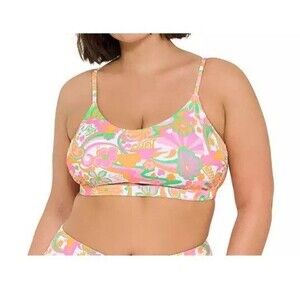 2X Cutout Bralette Swim Top Ninety-Nine° Neon Electric Vibes Curvy Juniors Plus